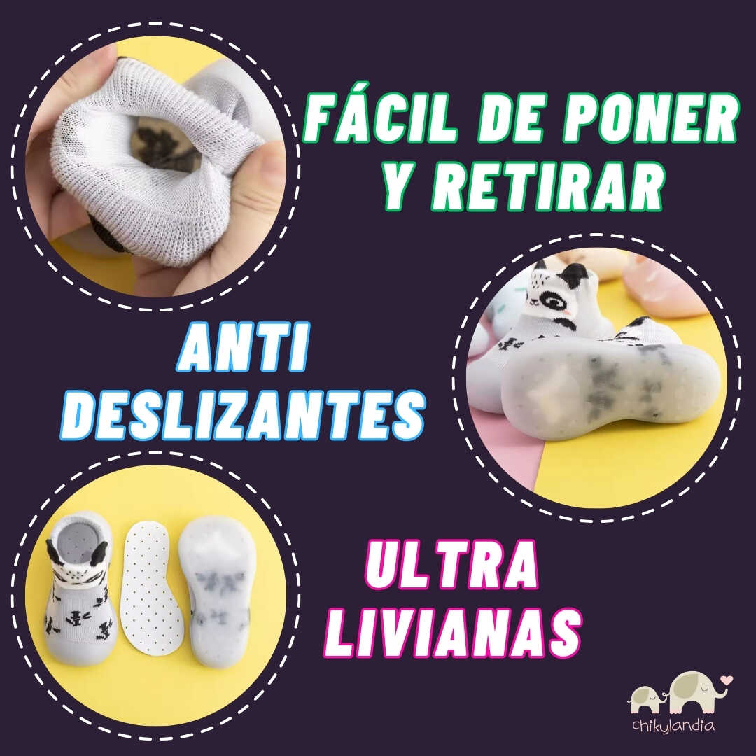 Medias Primeros Pasos Anti Deslizantes Suela de Goma - Promo 3 pares